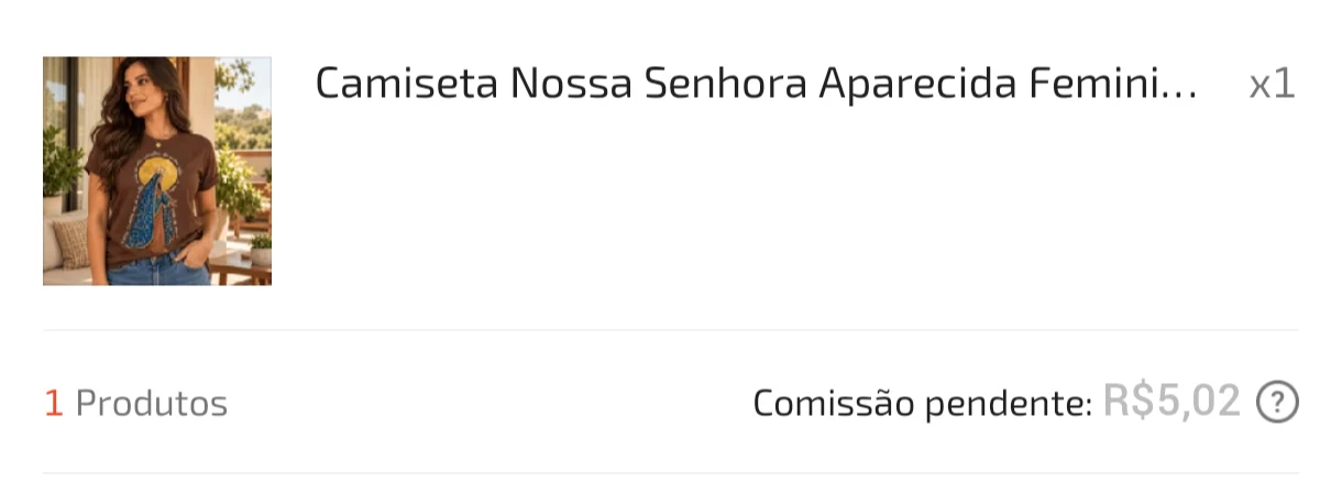 Registro de venda com comissão pendente