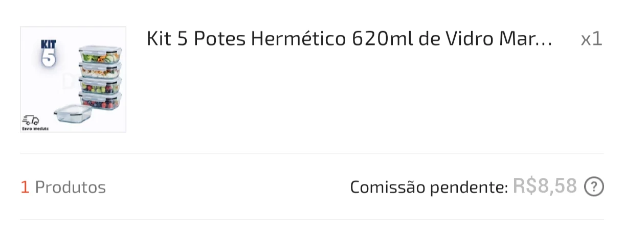 Registro de venda com comissão pendente